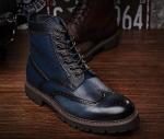 Fashion Style Mens Leather Dress Boots Carve Vintage Pointed Toe Men Martin