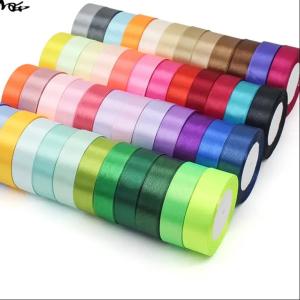 Wholesale Solid Color Single Face Satin Ribbon For Gift Wrap 25 mm Customize Package size 9X9X2.5 cm from china suppliers