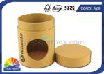 Flat Cap Brown Kraft Paper Packaging Tube Customized Size with Die Cut Window