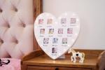 Heart Shape Baby First 12 Months Photo Frame Wooden White With Lights