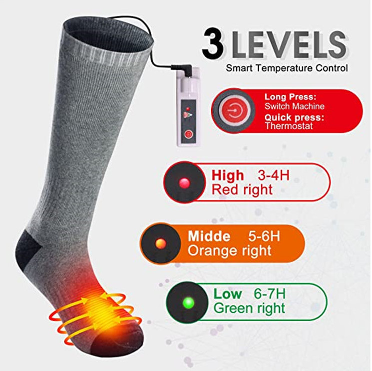 Graphene Sheet Electric Heating Socks , Skiing Men's Thermal Socks