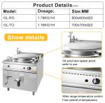 800×900×850 70 Commercial Kitchen Cooking Equipment for Professional Food