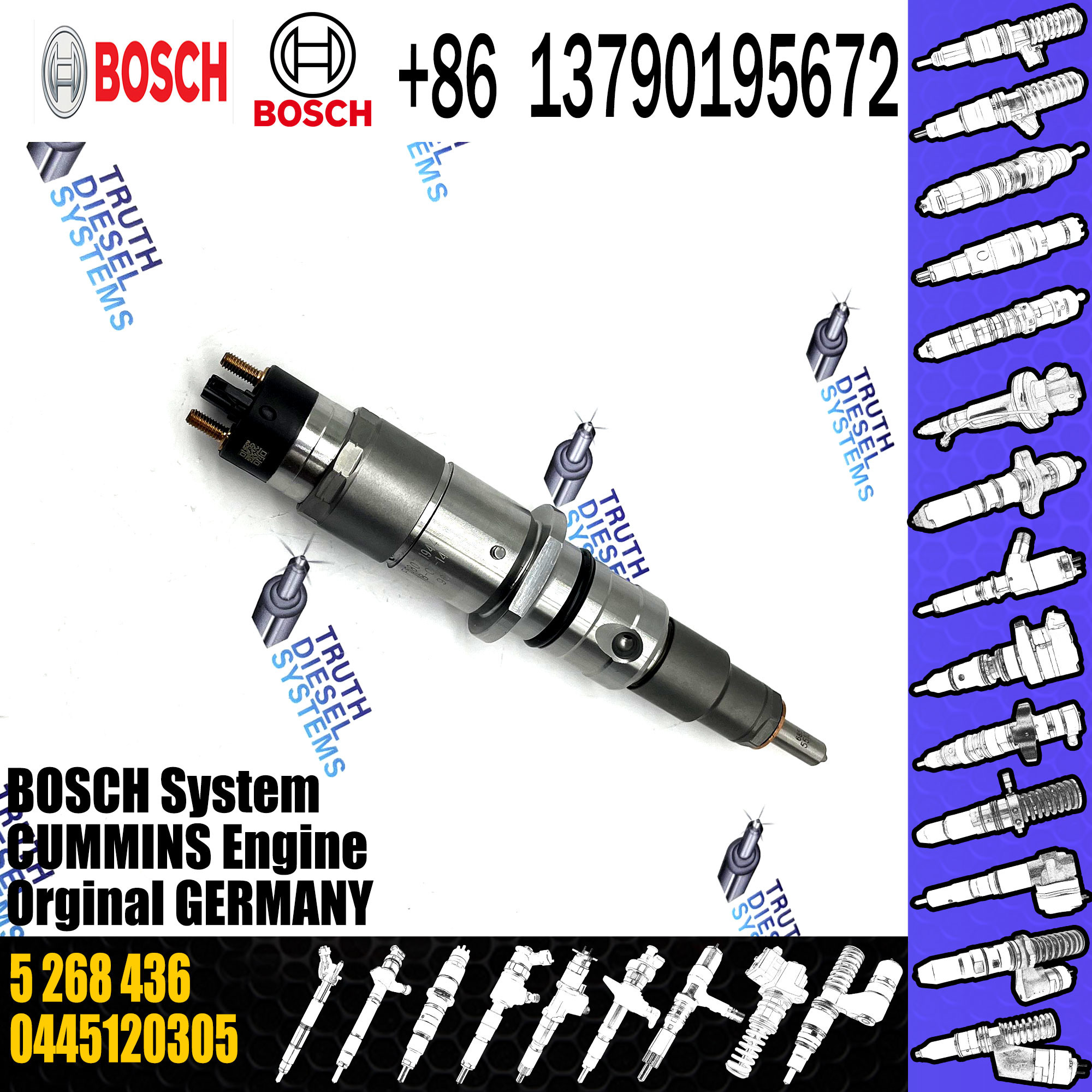 Diesel Engine Fuel Injector Excavator Accessories Diesel Motor Parts 0445120305 6746113100 5268436