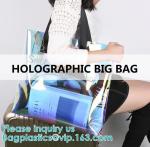 Reflective laser PU leather bag, Iridescent Tote, Fashion Holographic Handbag,