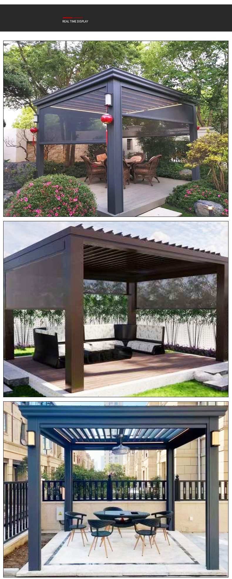 Outdoor Patio Flipped Louver Pavilion Aluminum Alloy Outdoor Electric Shade Pavilion Villa Sun Protection Pavilion