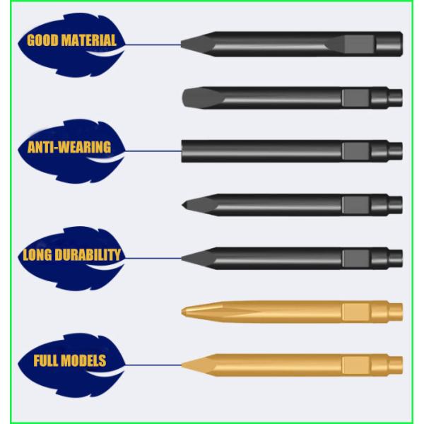 42CRMO Conical Hydraulic Concrete Breaker Bits Chisel 165mm Heat Treatment