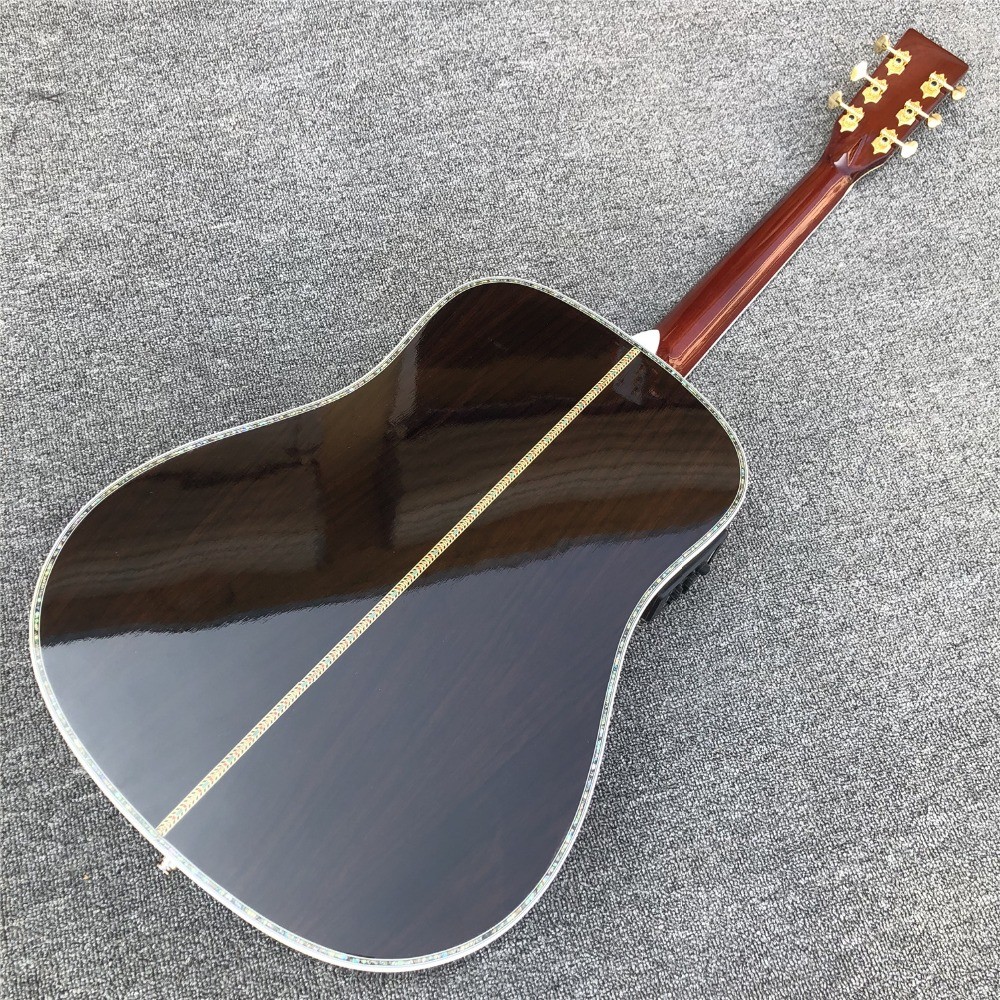 All Real Abalone D style acoustic guitar,Ebony fingerboard OEM custom 41 inches Solid spruce top Guitar Free shipping