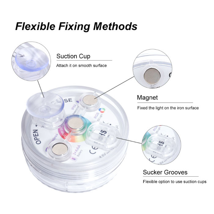 Color Changing Remote Control Submersible LED Lights With Magnet Suction Cups Pond Fountain Pool