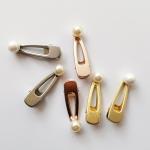 Gold small metal hair clips for thick hair clutcher Geometric pearl hair claw 5