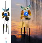 3.46 Inches Owl Wind Chime Animal Shaped Solar Garden Lights