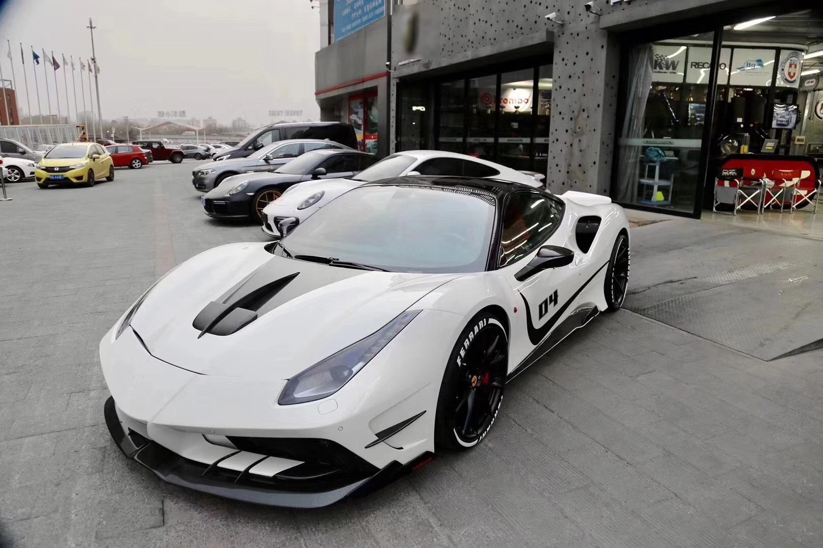 For Ferrari 488 Carbon Fiber Body Kit 488 Upgraded Misha Style Front and Rear Bumper Spoiler Hood Carbon Fiber Body Kit