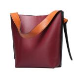Genuine Cow Leather Shopping Bags Cowhide Bucket Handbags Women Shoulder Bag