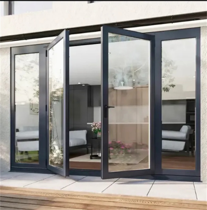 Thermal Break Aluminum French Style Casement Door With Triplex Glass Upgrade