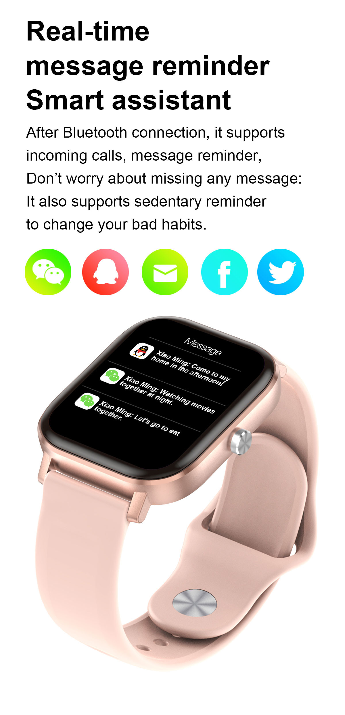 1.75 Inch Fitness Tracker W26M Bte Call Ip68 Sports Smart Watch