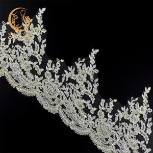 Wholesale Decorative Beaded Lace Trim Water Soluble Embroidery 135cm Width from china suppliers