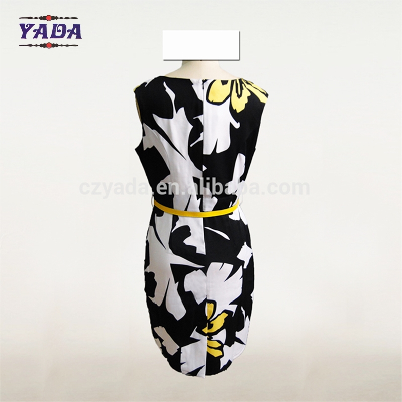 Casual high quality print simple elegant ladies western sexy night dress for spring and fall