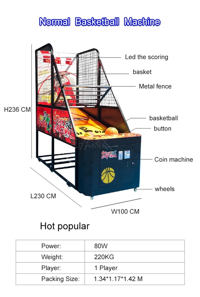 Normal Coin Operated Arcade Basketball Game Machine Metal Cabinet Firm And Durable