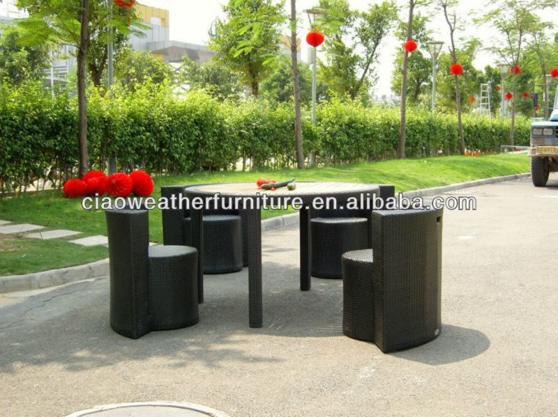 Water-proof Sun-proof Alu Frame Patio Rattan Outdoor Table and Chair Set Custom Modern Hospitality Set