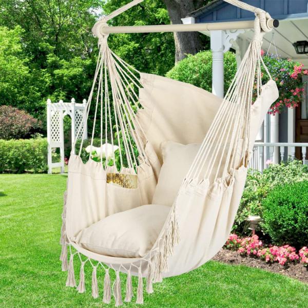 127*122*2.5cm Outdoor Garden Camping Patio Folding Portable Children Cotton Hanging Rope Swing Hammock Chair