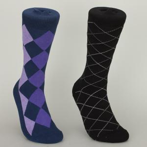 Wholesale Blue / Black Rhombbus Cotton Dress Socks For Young Men Custom Made Size from china suppliers
