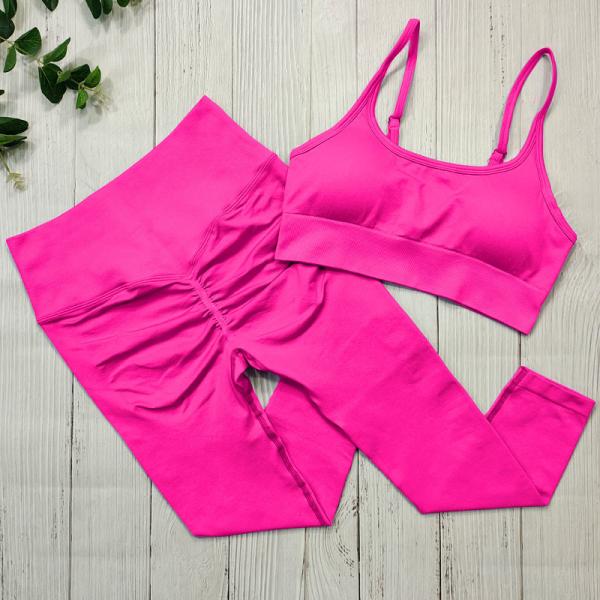 Gym Yoga Outfit For ladies Seamless 2 Piece Workout High Waist Leggings With