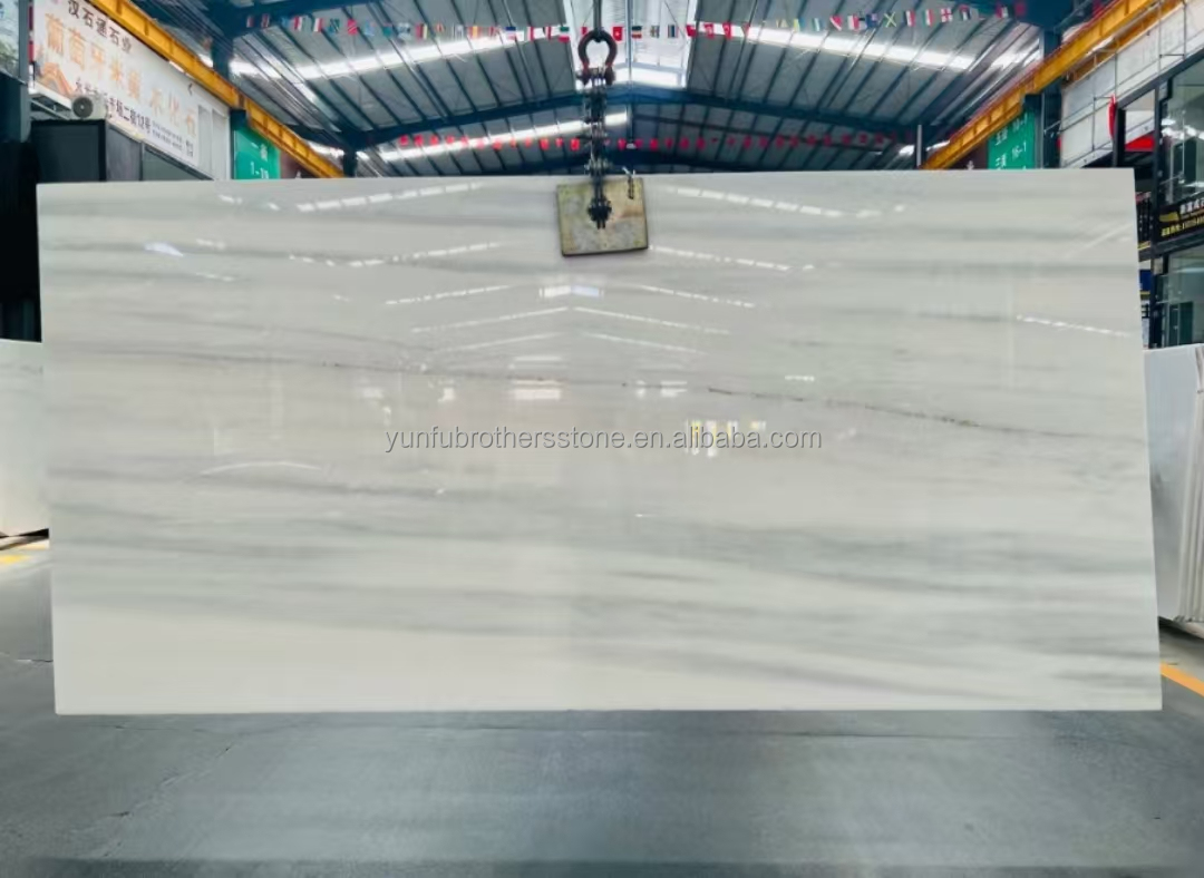 Hotel Design Style Modern White Marble TV Wall Board Panel for Home Renovation Project