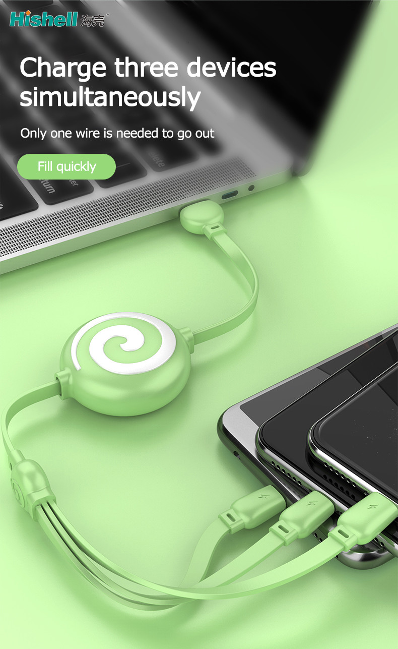 Multicolor ABS Retractable Mobile Phone Charger , Antiwear Mobile USB Data Cable