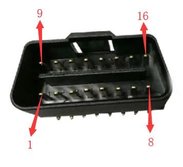 Customize J1962 16 Pin 24V OBD 2 OBD2 OBDII Male Connector With Curved Pins