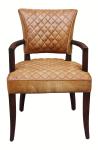 Light Brown SGS ISO Vintage Leather Dining Chairs With Wood Frame