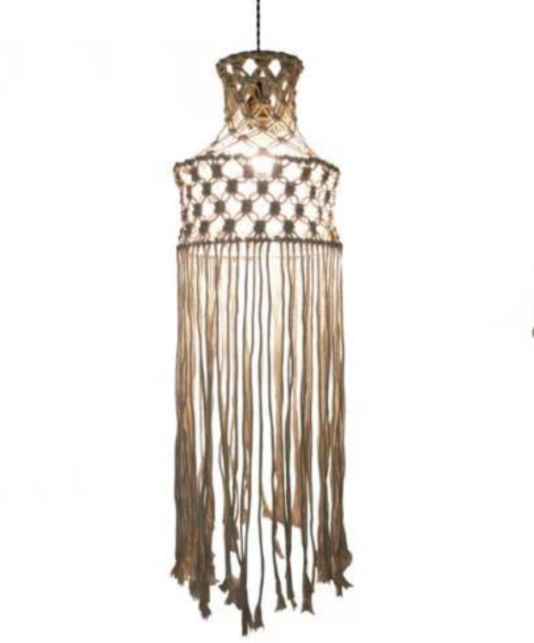 Woven Boho Easy Fit Pendant Shade Round Design Macrame Lantern Cover