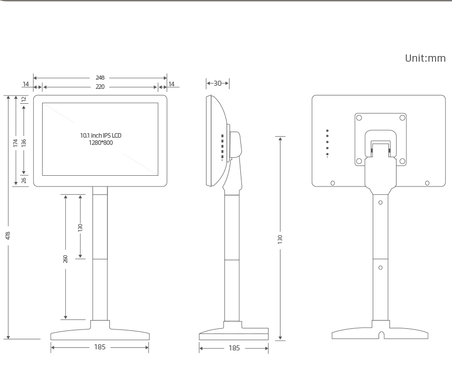 10.1inch Pole LCD Display for POS Customer Featuring SDK Function and P-101 Compatibility