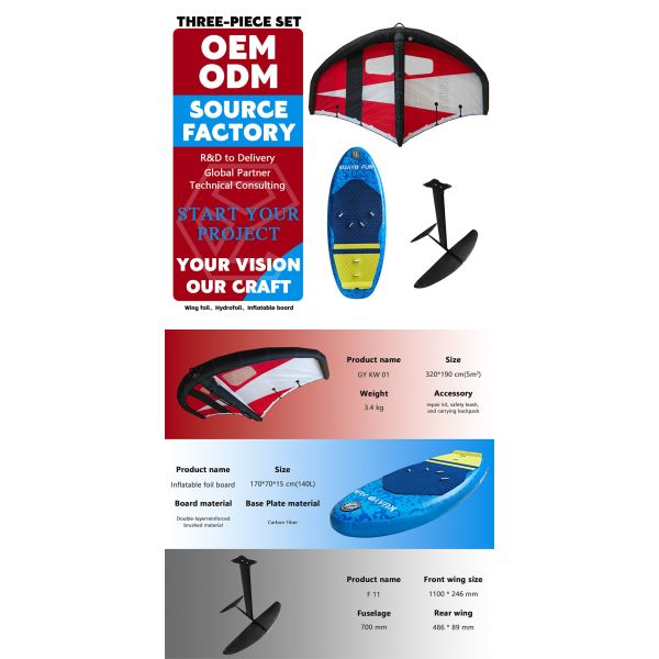 3 In 1 Wing Foils Set Waterplay Surfing Inflatable Hydrofoil Board For Beginner