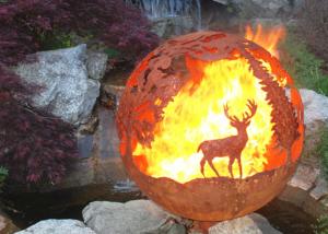 Wholesale Corrosion Stability Corten Steel Sphere Fire Pit Deer For Garden Decoration from china suppliers