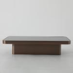 Living Room Stainless Steel Square Central Coffee Table Matt Rose Gold Satin