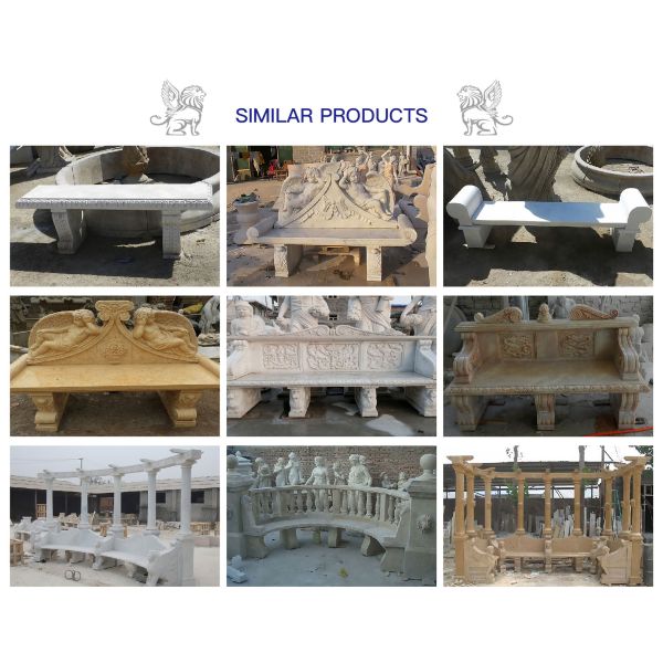 Marble Bench Park Natural Stone Garden Products Curve Benches Hand Carved Outdoor Decoration