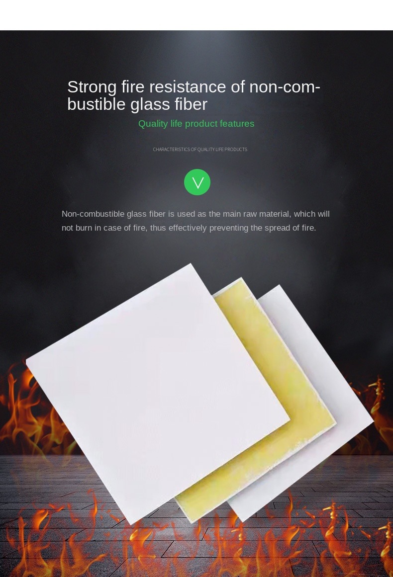 Class A Fire Rated Acoustic Glass Wool Ceiling Tiles Square Edges Fiberglass Panels