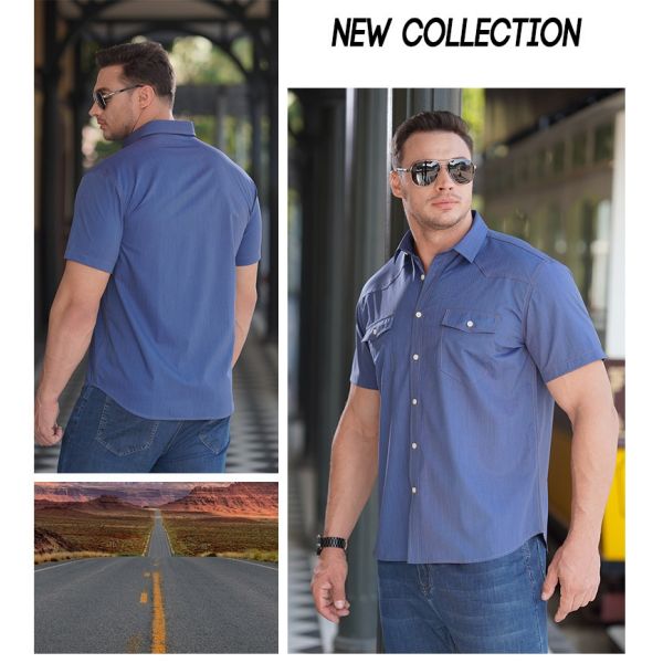 2022 Fashion Summer Short Sleeves Men's Shirts Plus Size with Nonwoven Weaving Method