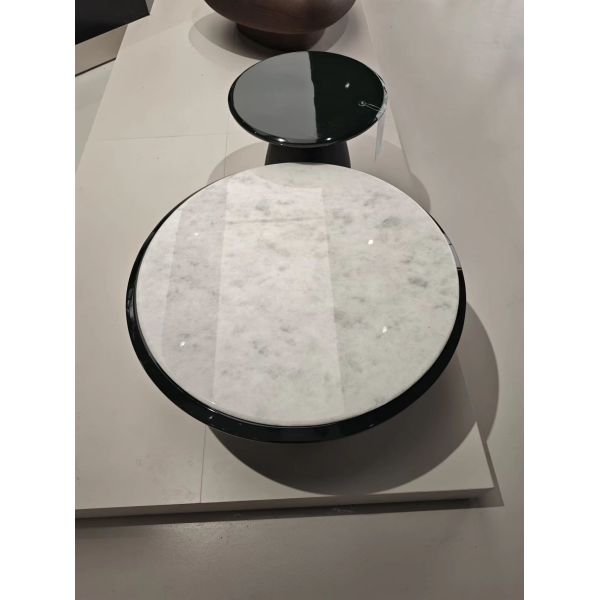 Crystal White Marble Coffee Table - Luxury Cloud Veined Art Centerpiece for Living Room