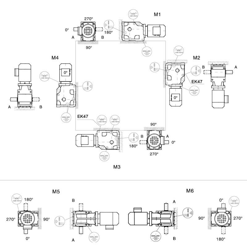 EK Series Helical Bevel Gear Motor