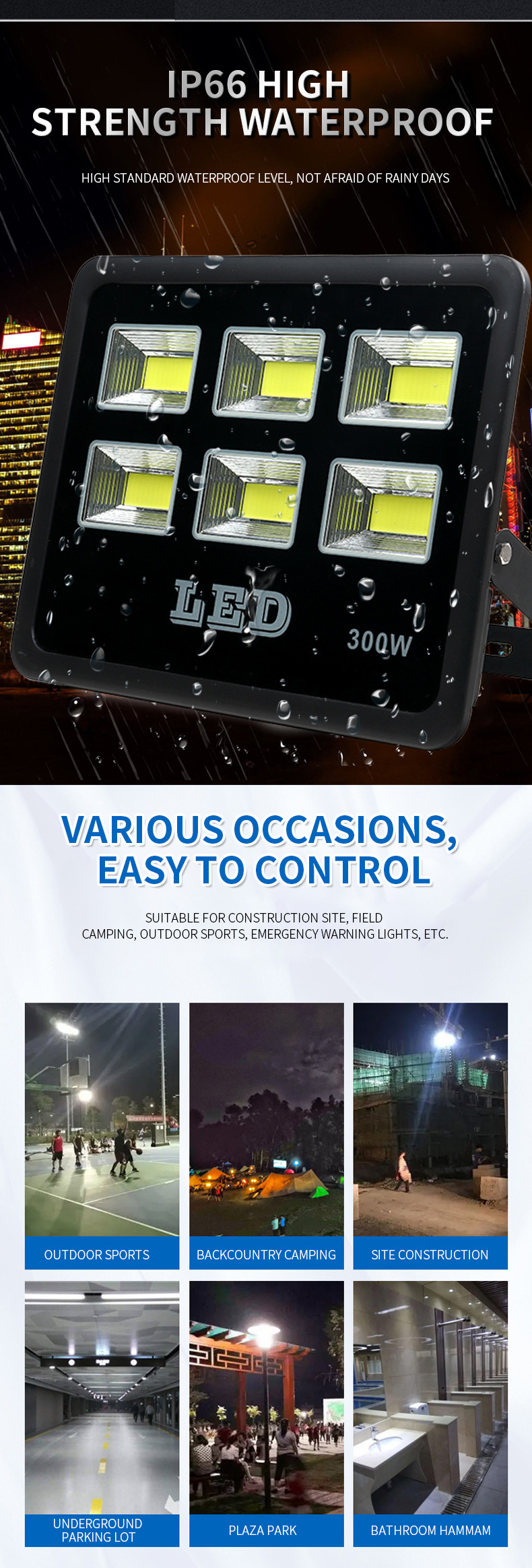 300W AC Led Flood Light For Football Field Cricket Ground Basketball Court