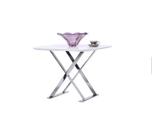 Wholesale Modern Wood Round Metal Coffee Table Stainless Steel Frame Milk White from china suppliers