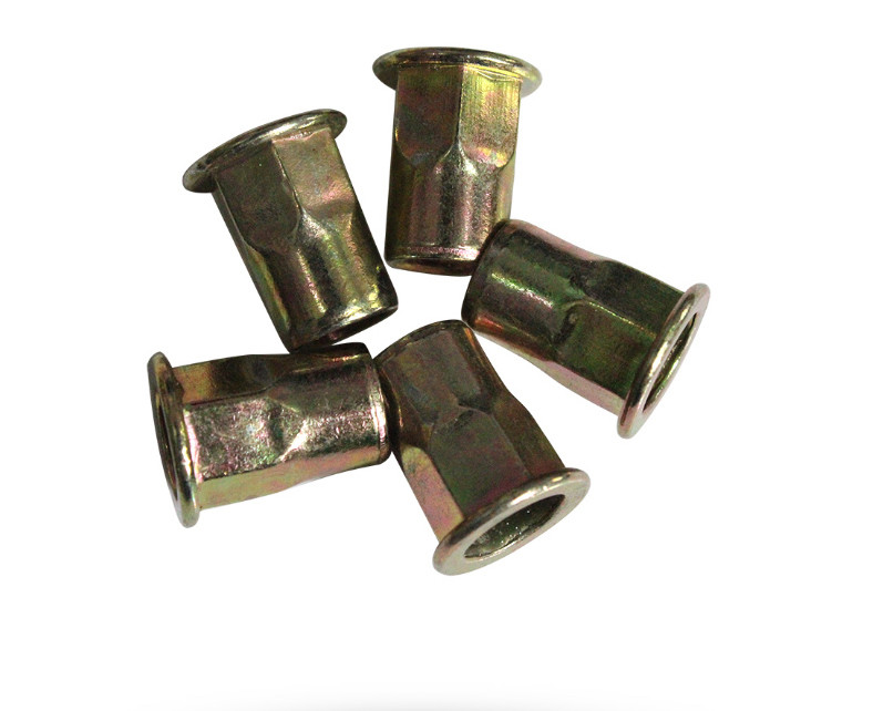 Half Hex Flat Round Head Rivet Nuts Heavy Duty Twist Resistant With Zinc Plated