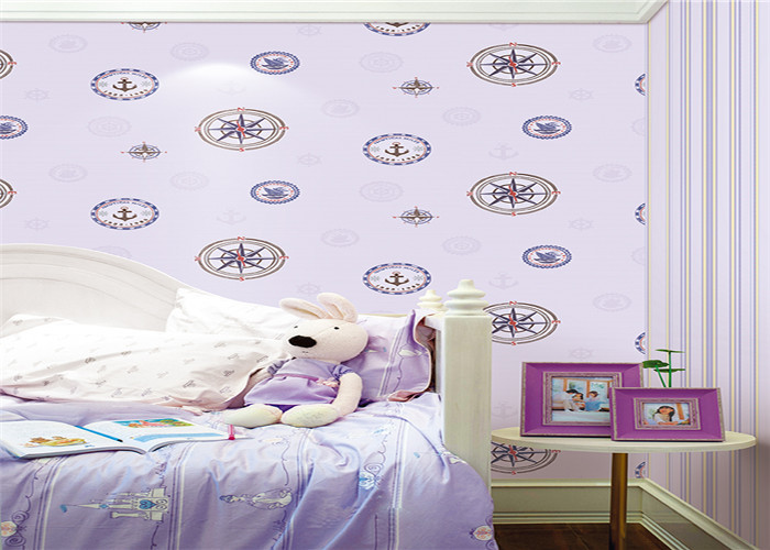 Pvc Vinyl Kids Bedroom Wallpaper Washable Soundproof With Foaming Tech