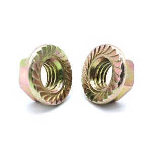 Wholesale M5-M20 DIN 6923 Carbon Steel Flange Nuts Yellow Zinc Steel Grade 8 Serrated Hex Flange Nuts from china suppliers