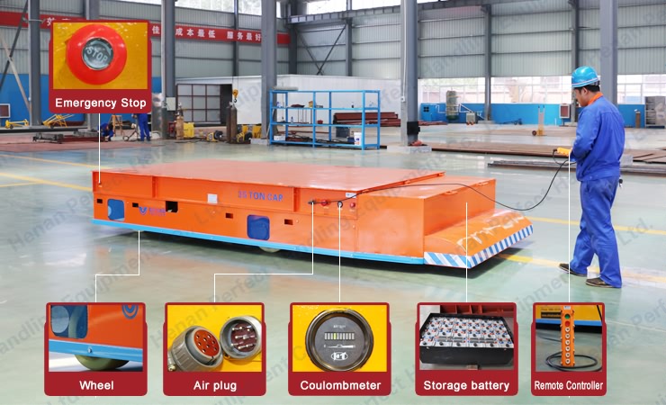 20t Battery Powered Material Transfer Cart Running on Cement Floor