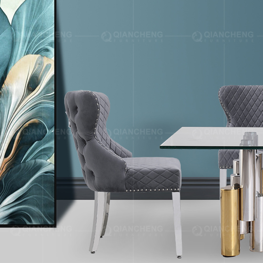Europe 0.16CBM SS Dining Chairs Modern Fabric Sponge Filler