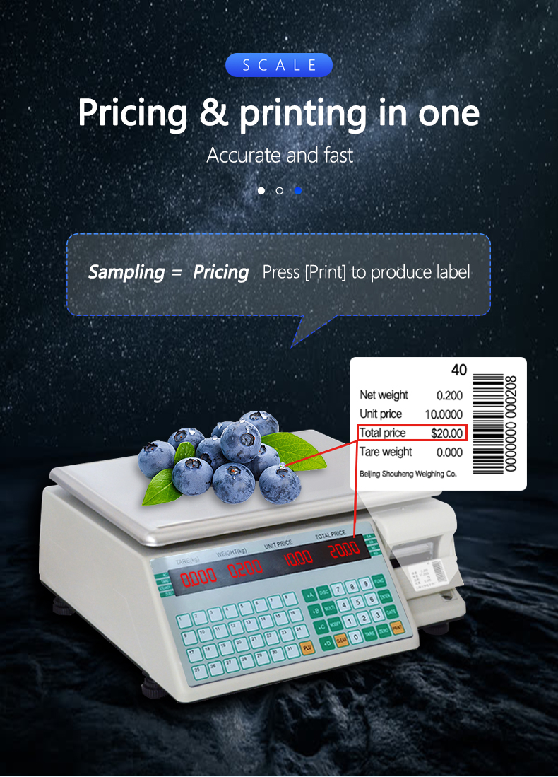 SOHE SHW-TMA Barcode Table Scale Cash Register Printing Receipt Weighing 15KG