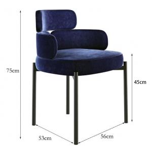 China Light Luxury Creative Hotel Restaurant Furniture Metal Art Velvet Armrest Dining Chair on sale
