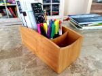 Safety Bamboo Office Supplies , Integrated Bamboo Desk Organizer For Pen And