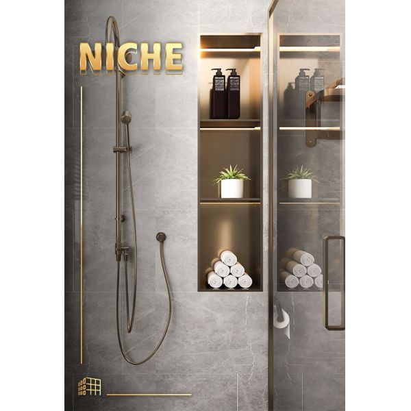 Mirror Stainless Steel Niche Wall Decor 2mm Board Metal Shower Niche For Hotel Bathroom